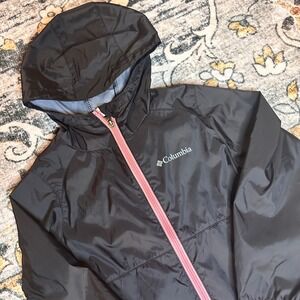 Columbia Girl XS 6/6X Switchback II RainJacket Black Zip Waterproof‎ Windbreaker